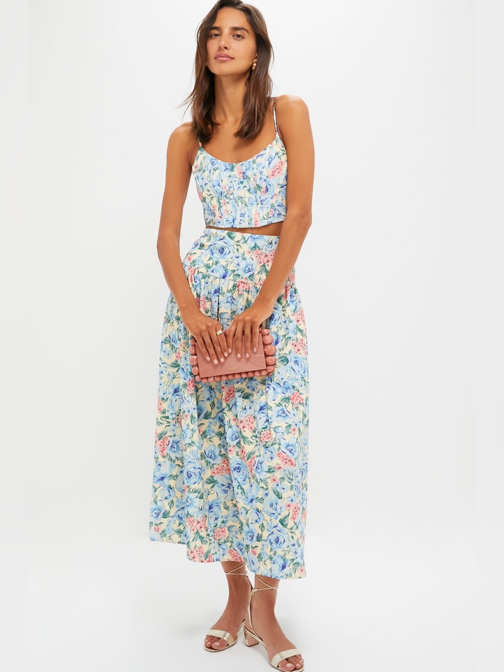 Tuckernuck Moon River Floral Top & Midi Skirt Set - size xsmall